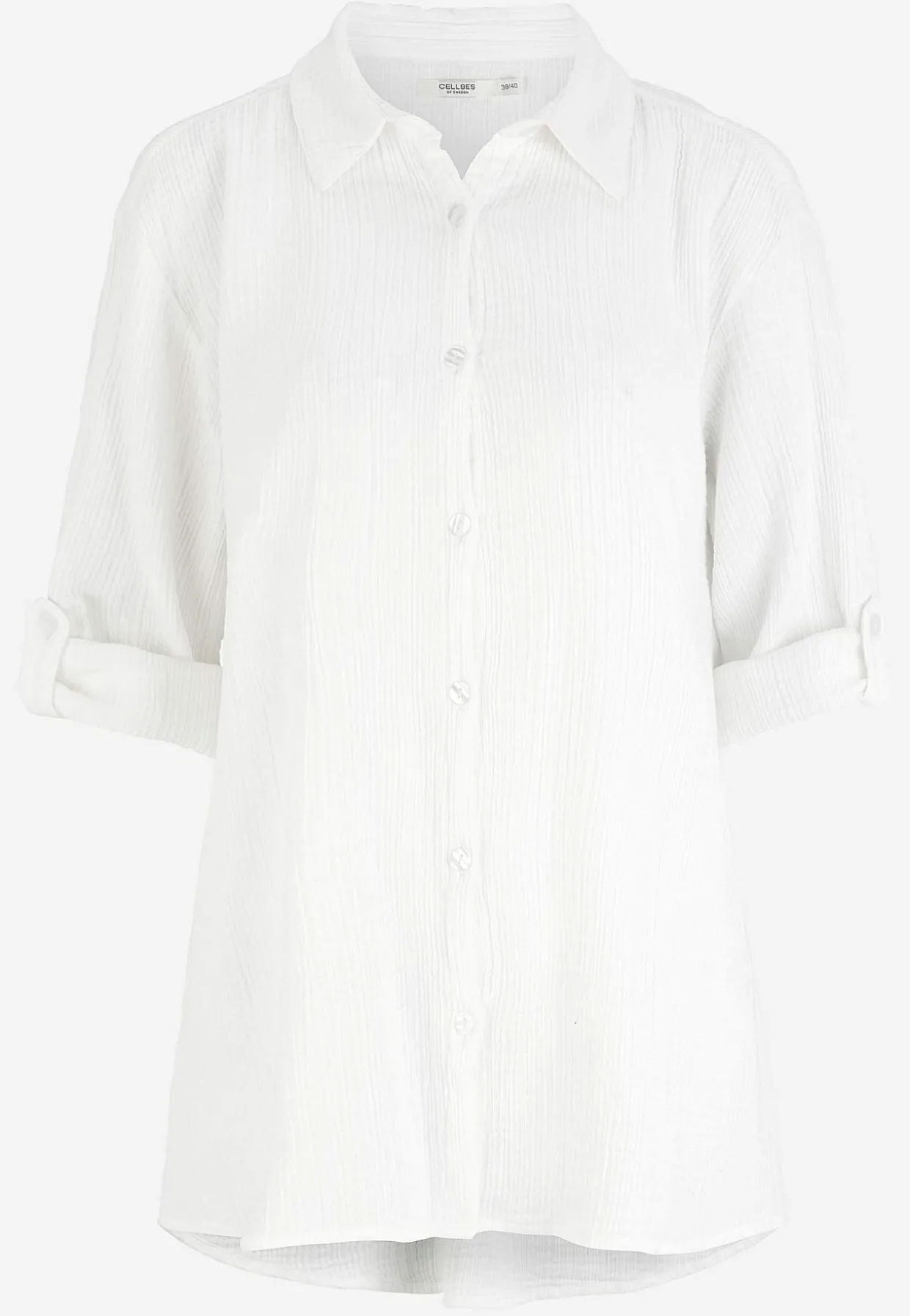 Lang skjorte i rynket bomuld