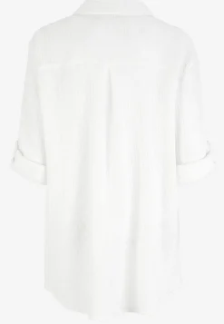 Lang skjorte i rynket bomuld