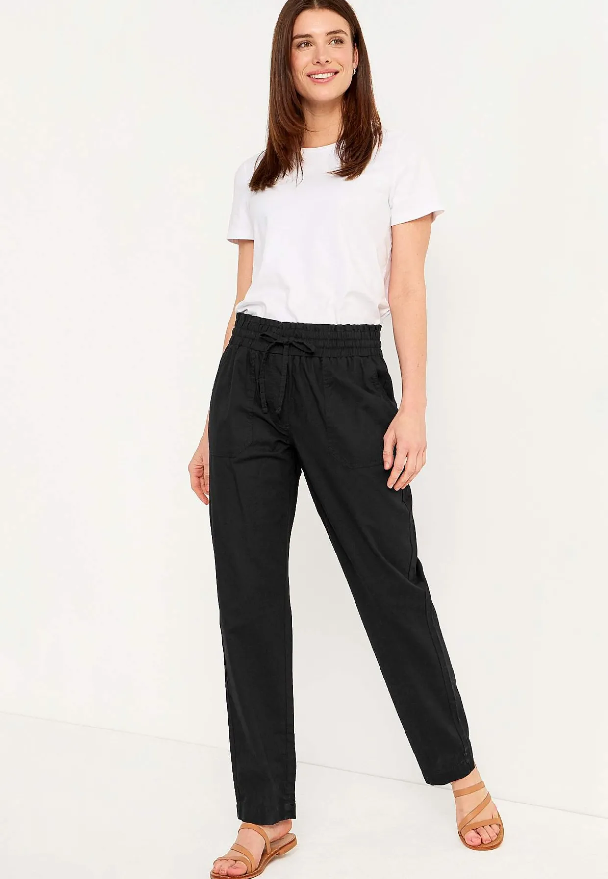 Lange bukser i vasket bomuld