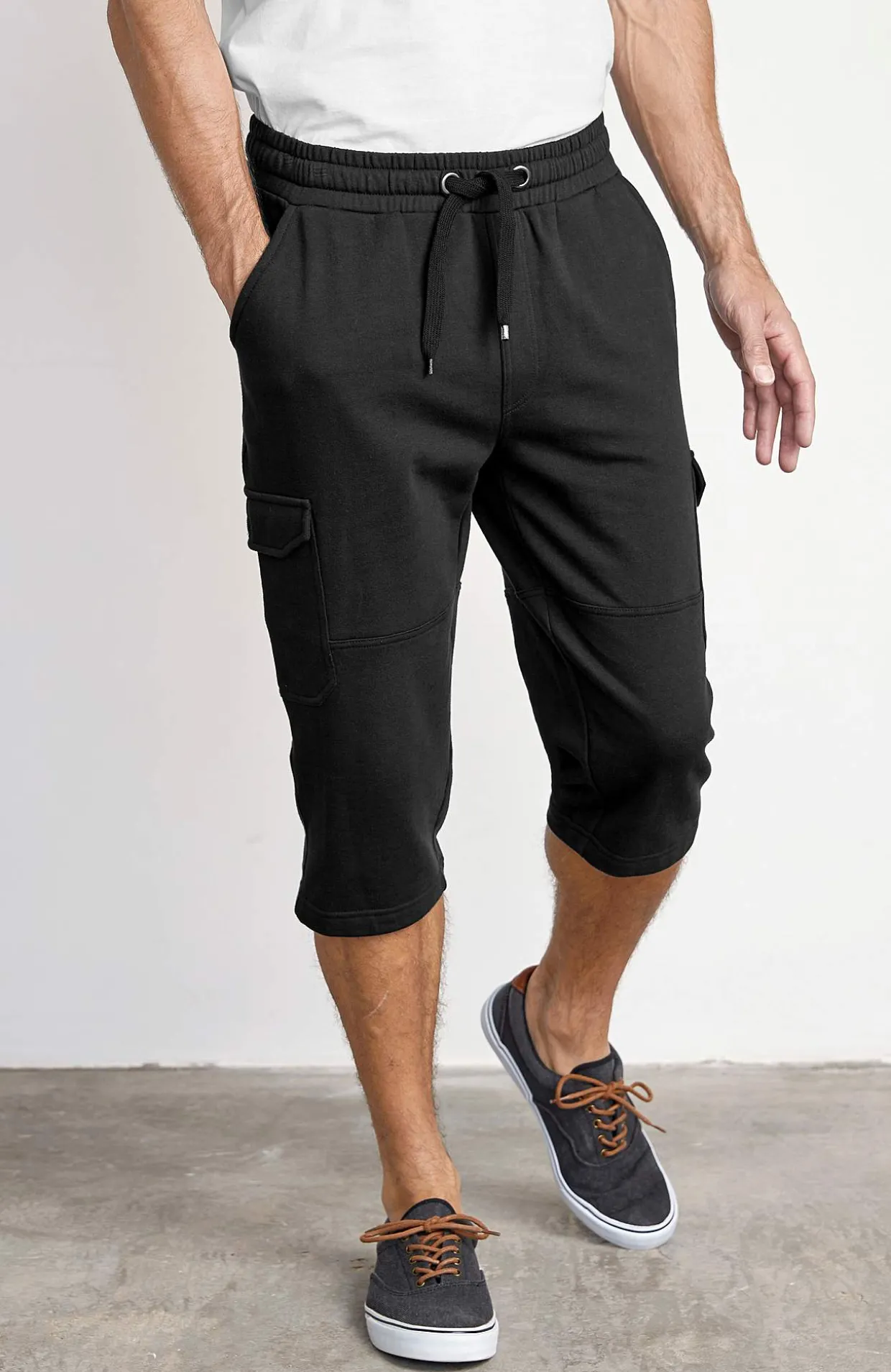 Lange sweatshirt-shorts med cargolommer