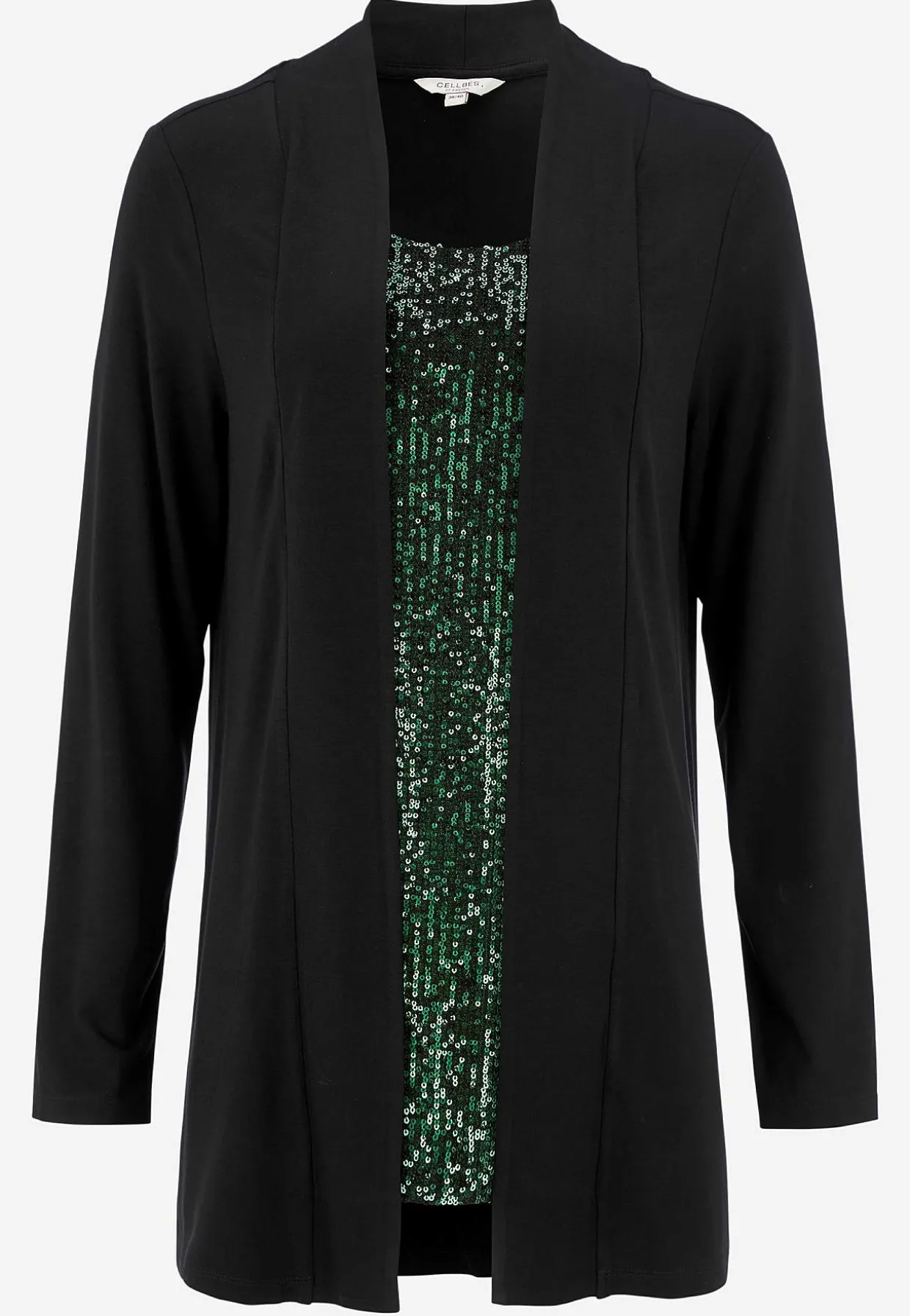 Langærmet 2-i-1-top med pailleter