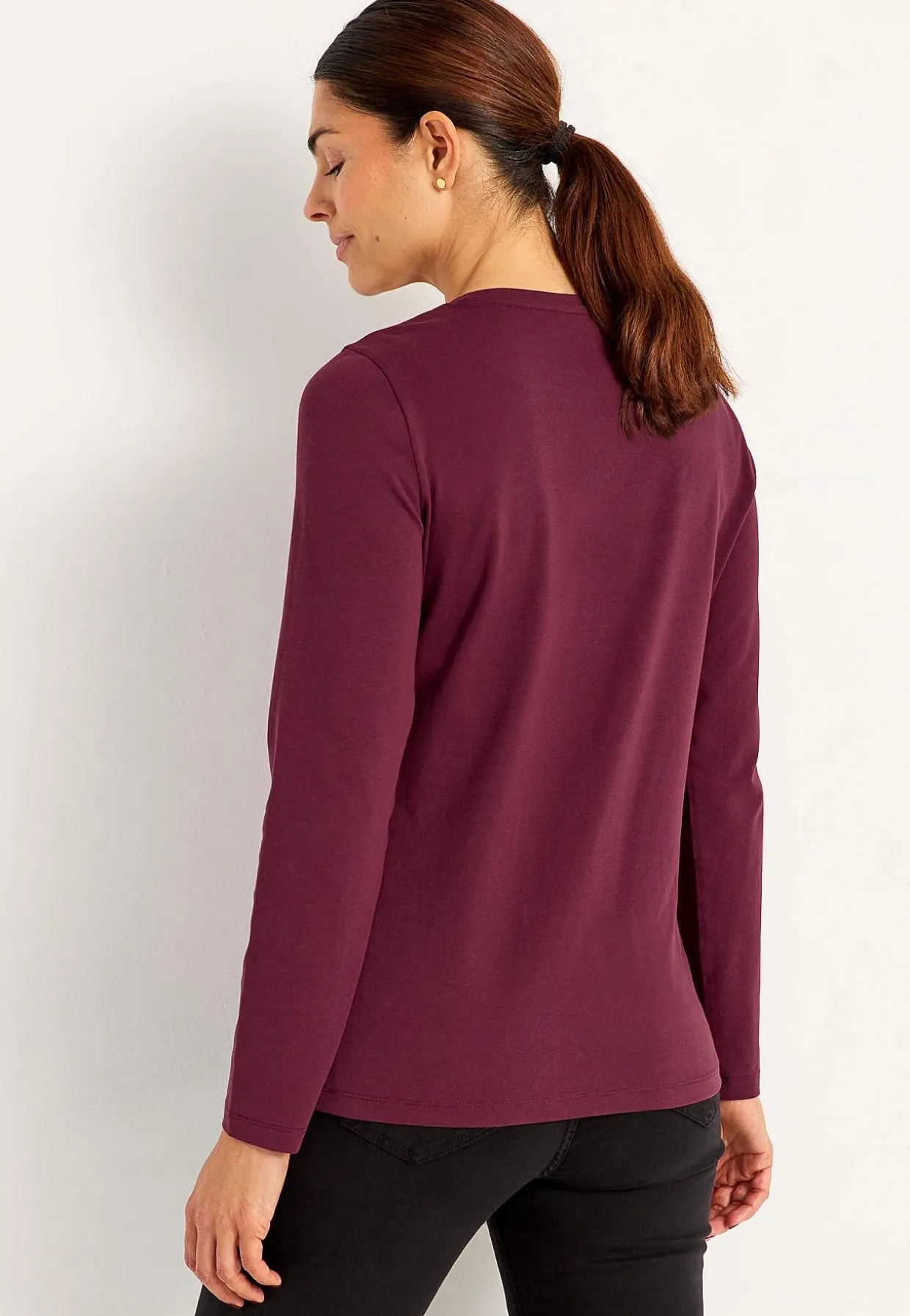 Langærmet jerseytop i økologisk bomuld