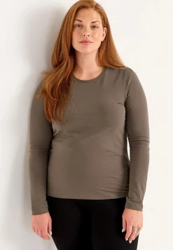 Langærmet jerseytop i økologisk bomuld