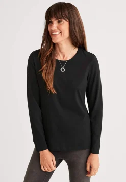 Langærmet jerseytop i økologisk bomuld