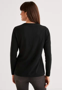 Langærmet jerseytop i økologisk bomuld