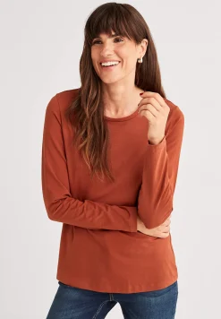 Langærmet jerseytop i økologisk bomuld