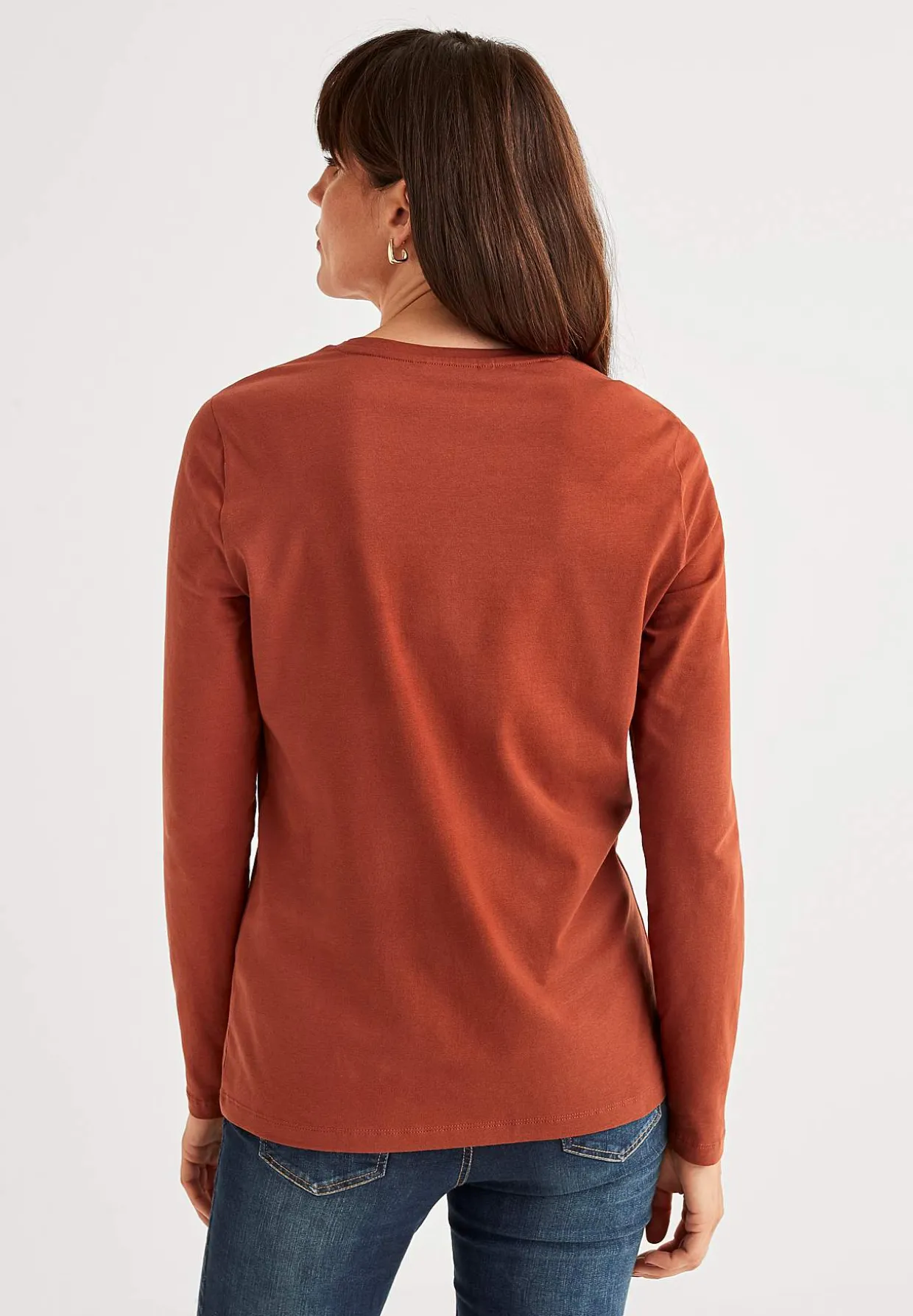 Langærmet jerseytop i økologisk bomuld