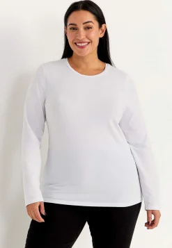 Langærmet jerseytop i økologisk bomuld