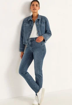 Lige jeans i denim med superstræk Sara