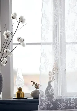 Mønstret blondegardin 2-pack