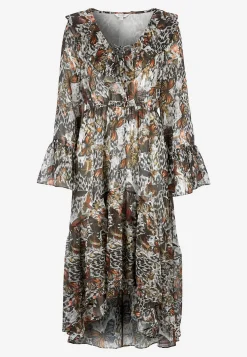 Mønstret chiffon kjole