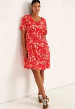 Mønstret jerseykjole med lommer