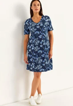 Mønstret jerseykjole med lommer