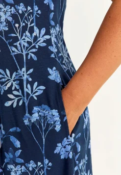 Mønstret jerseykjole med lommer