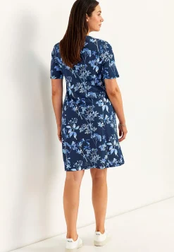 Mønstret jerseykjole med lommer