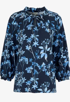 Mønstret jerseytop med flæsekant