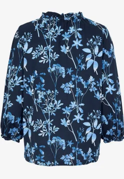 Mønstret jerseytop med flæsekant