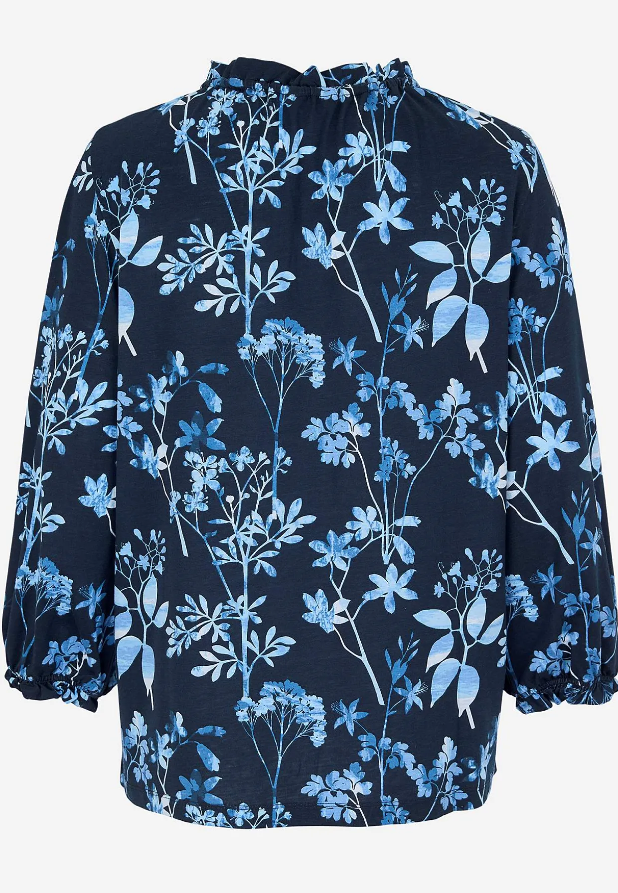 Mønstret jerseytop med flæsekant