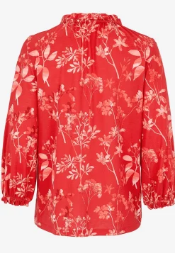 Mønstret jerseytop med flæsekant