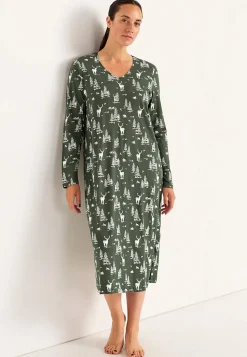 Mønstret natkjole med lange ærmer