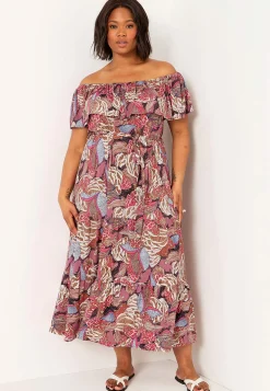 Mønstret off-shoulder-kjole | Cellbes