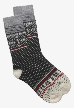 Mønstret strømpe i uldmiks