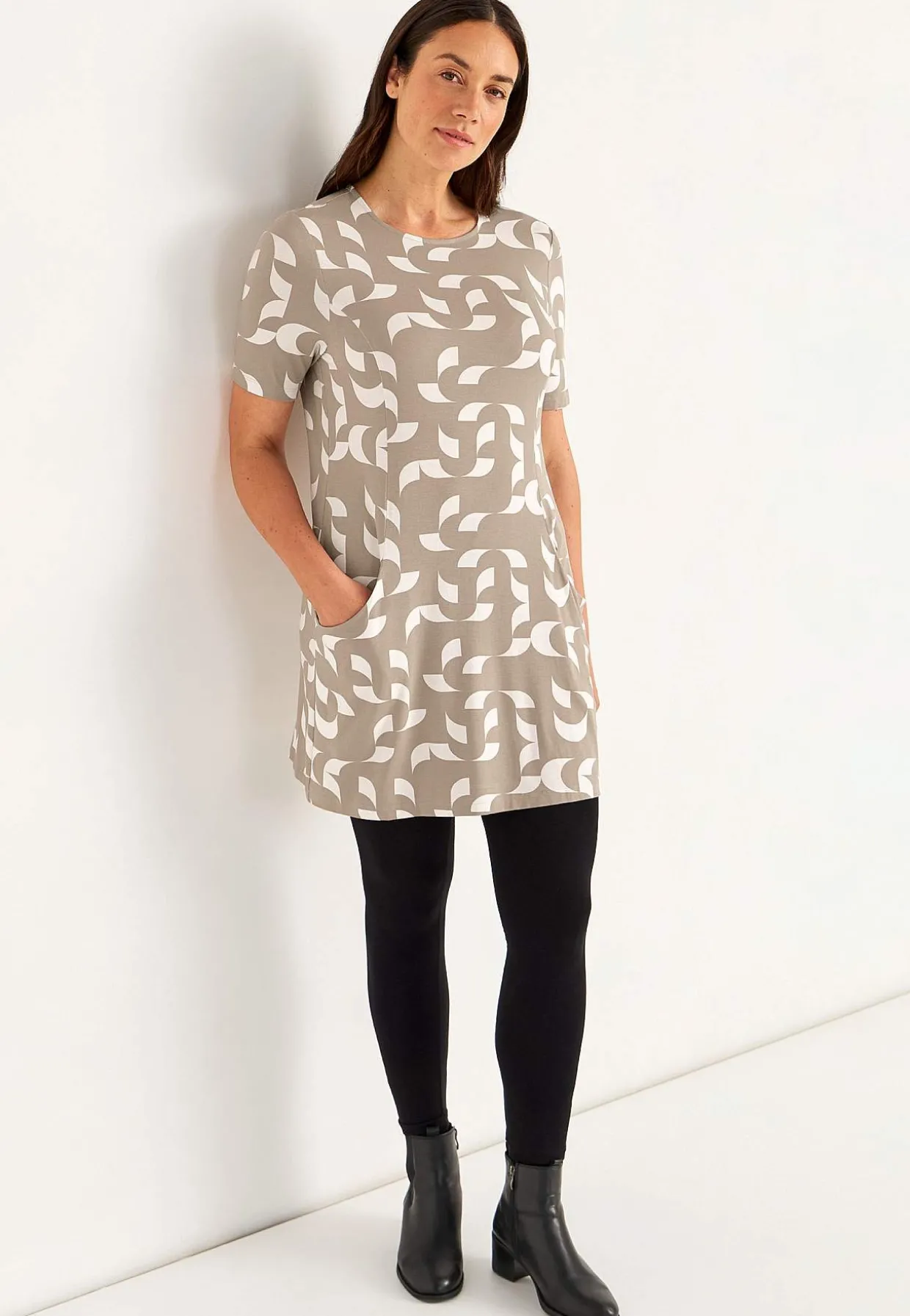 Mønstret tunika med lommer