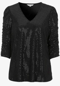 Paillet top med 3/4 ærmer