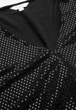 Paillet top med 3/4 ærmer