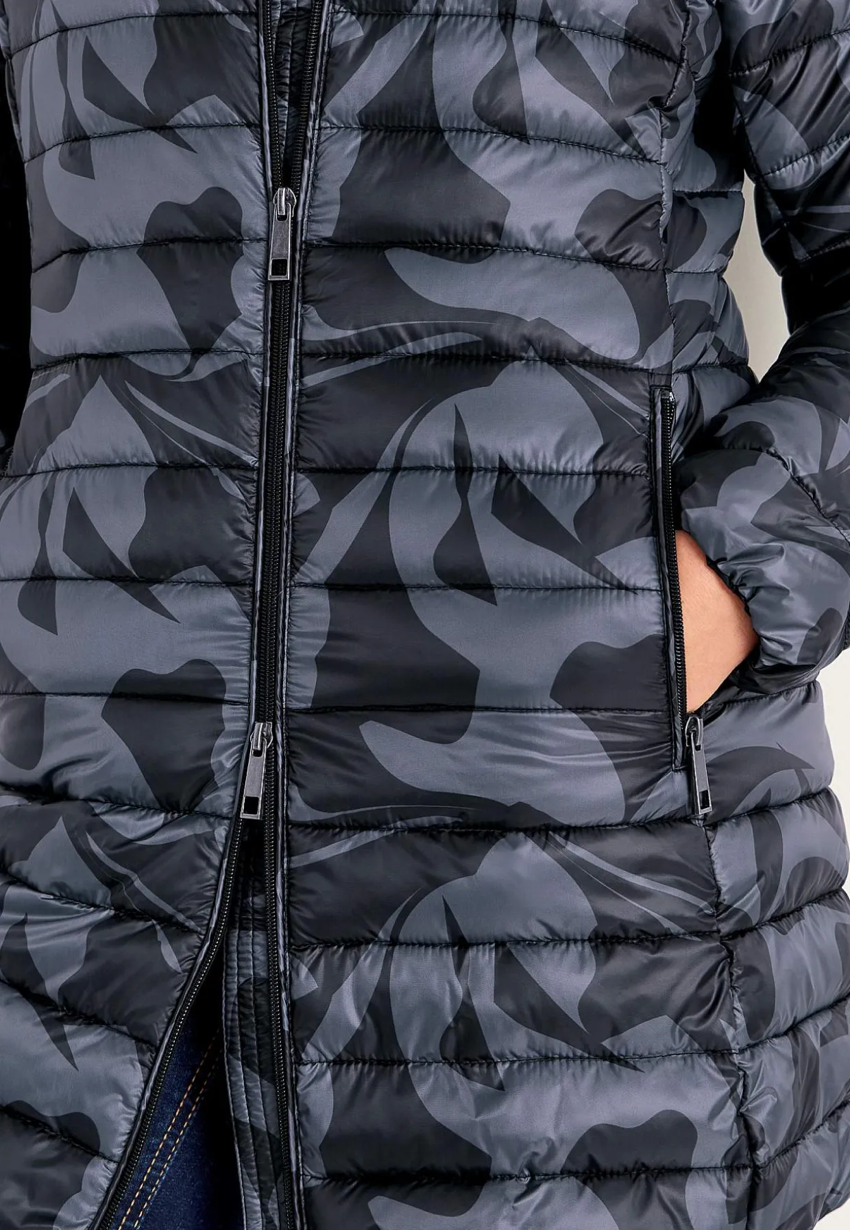 Quiltet, mønstret letvægtsjakke