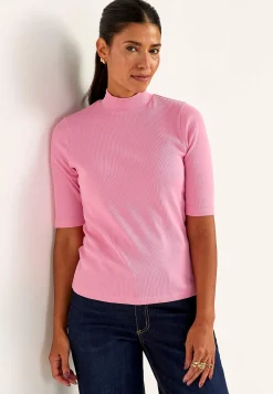Ribbet top med turtleneck