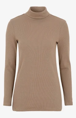 Ribbet turtleneck trøje i økologisk bomuld