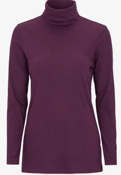 Ribbet turtleneck trøje i økologisk bomuld