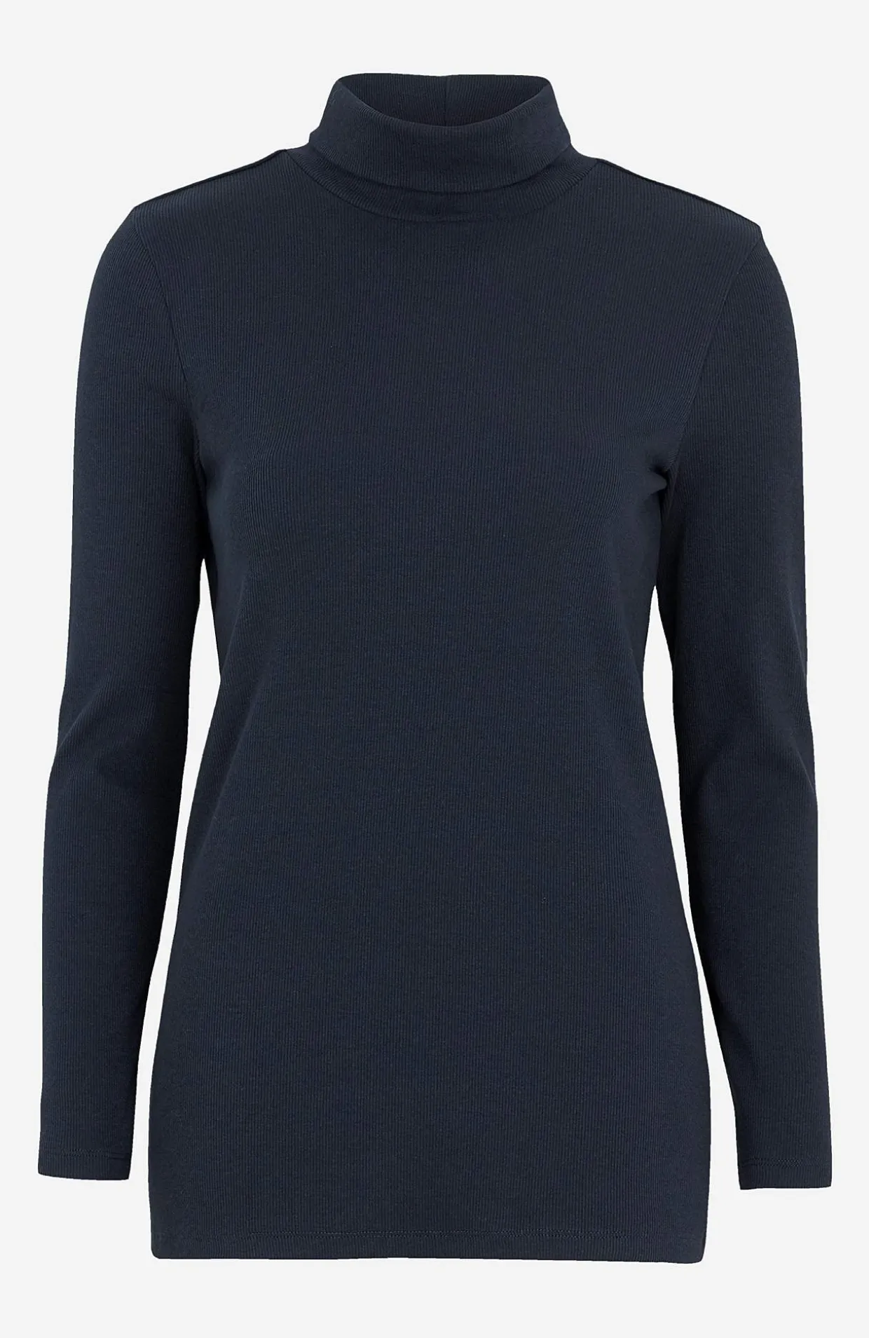 Ribbet turtleneck trøje i økologisk bomuld