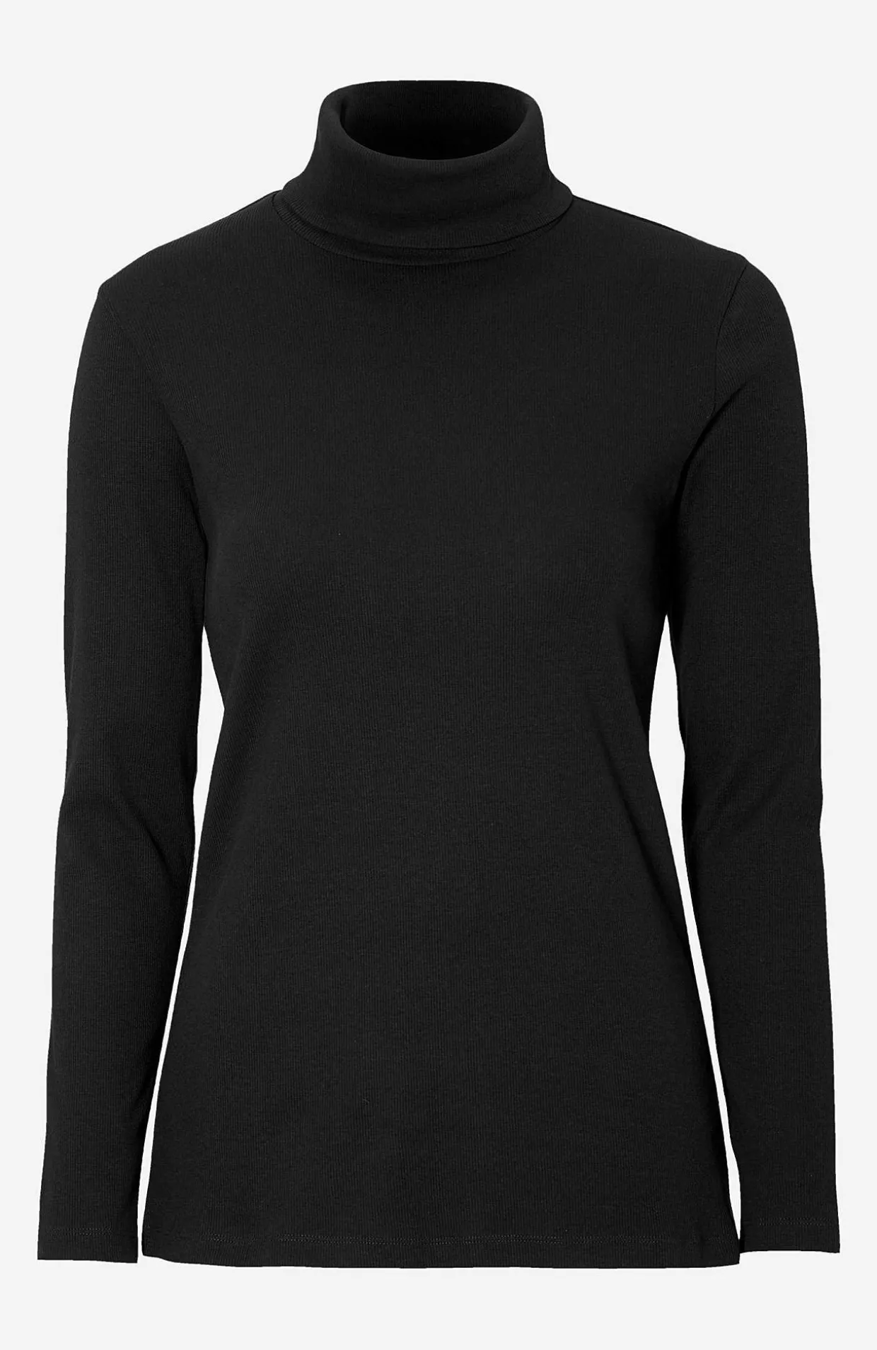 Ribbet turtleneck trøje i økologisk bomuld