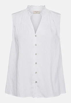 Ærmeløs bluse med rynkedetaljer