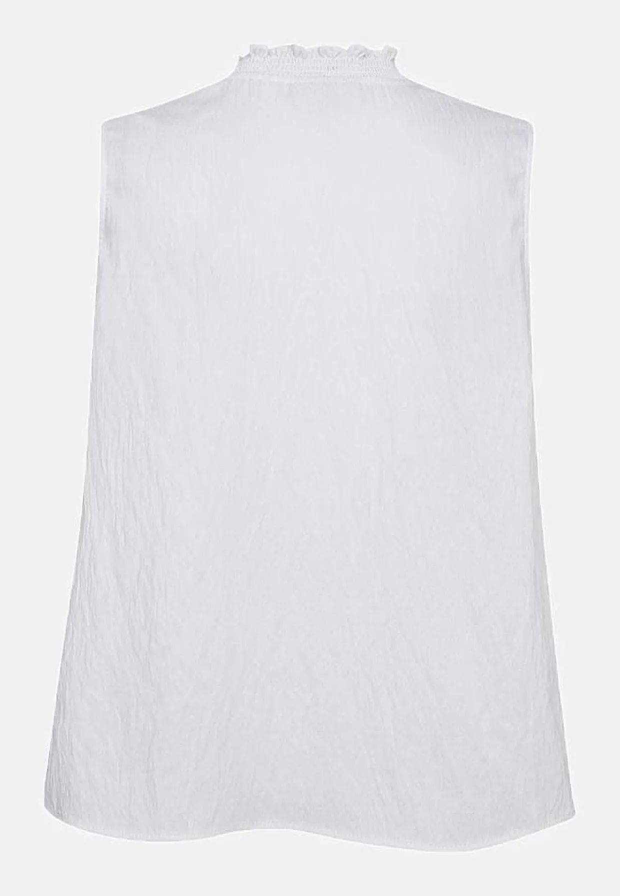 Ærmeløs bluse med rynkedetaljer