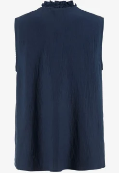 Ærmeløs bluse med rynkedetaljer