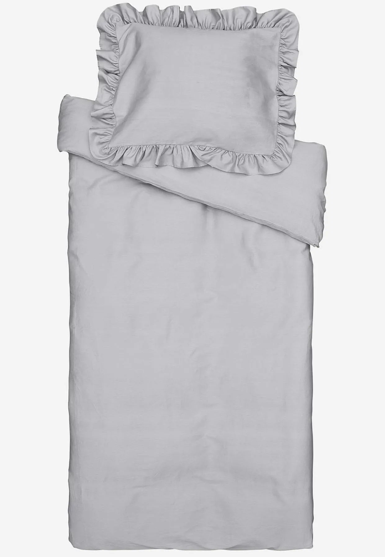 Sengesæt i satin med volanter Økologisk bomuld