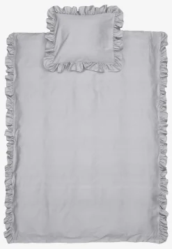 Sengesæt i satin med volanter Økologisk bomuld