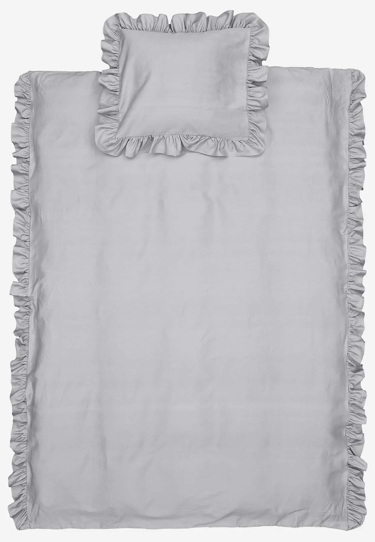 Sengesæt i satin med volanter Økologisk bomuld