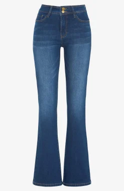 Shaping-jeans med bootcut og superstræk