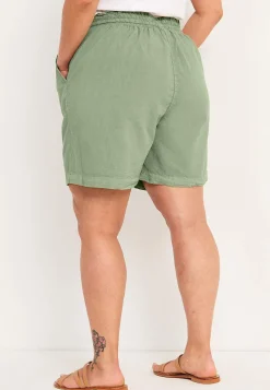 Shorts i vasket bomuld