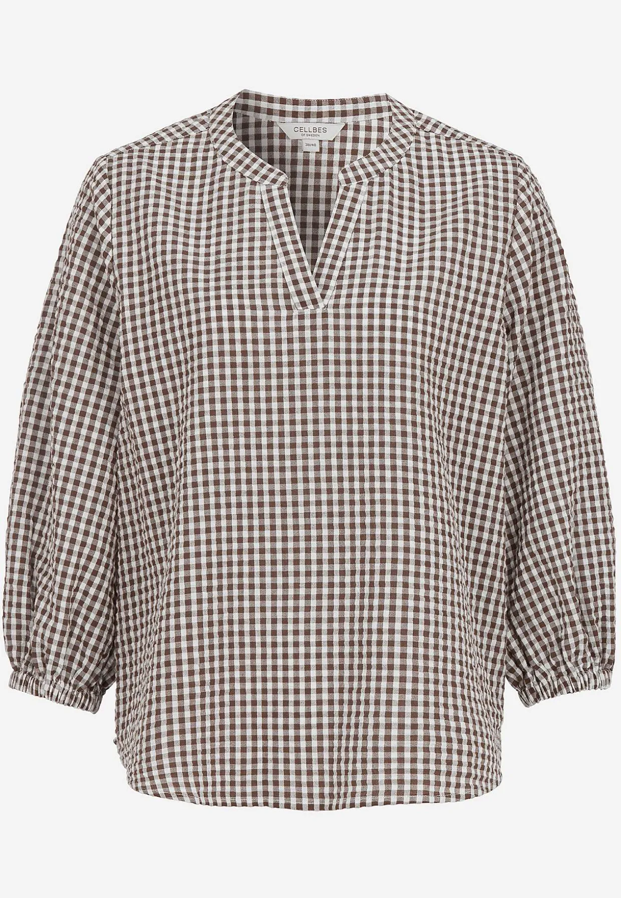 Småternet bluse i seersucker