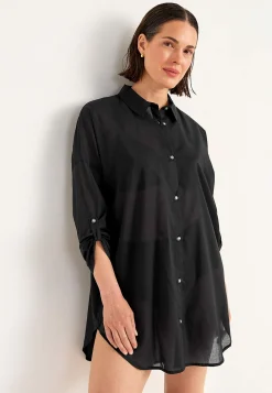 Strandskjorte med foldbare ærmer