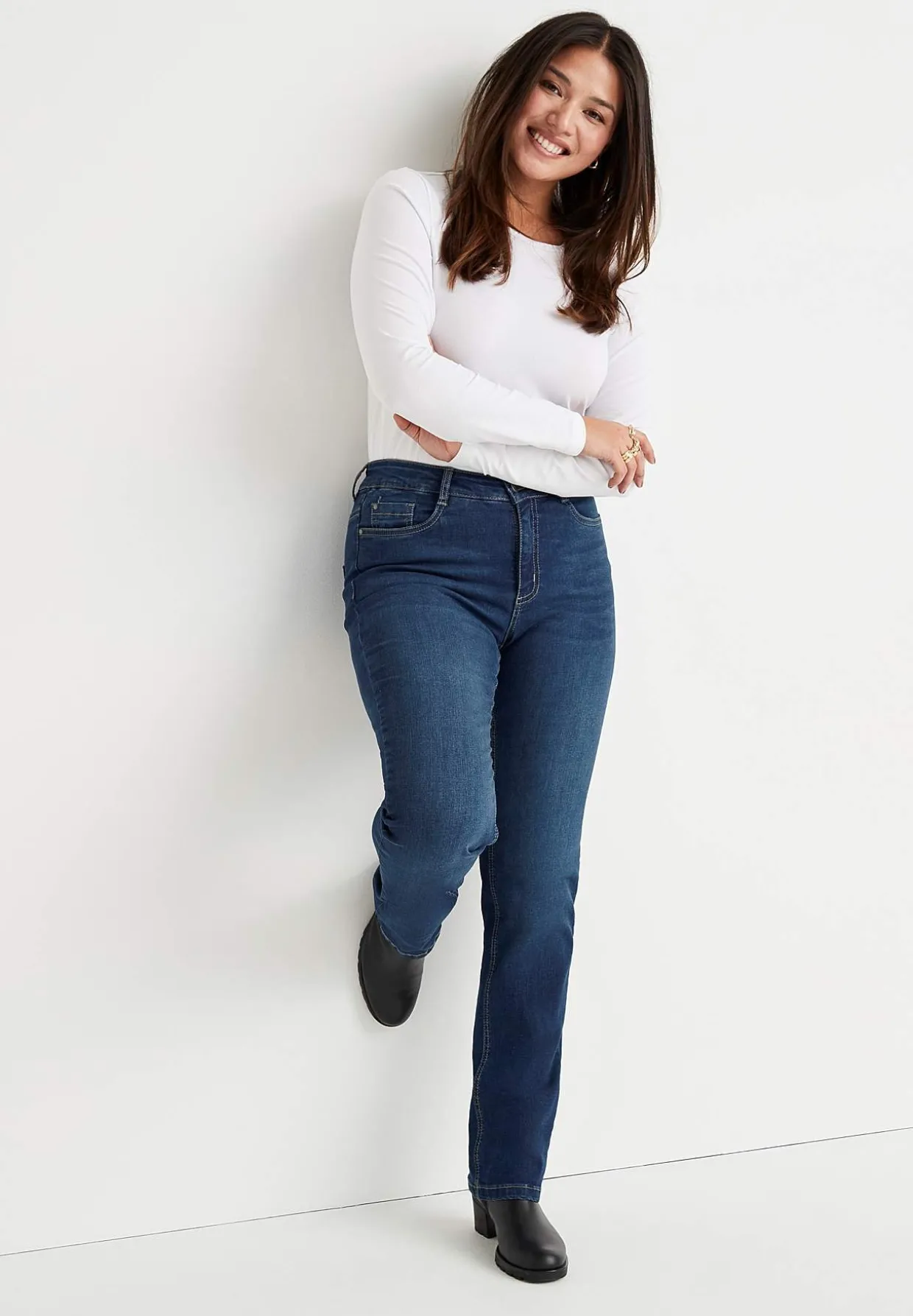 Stretchjeans med lige ben - tre længder Linnea