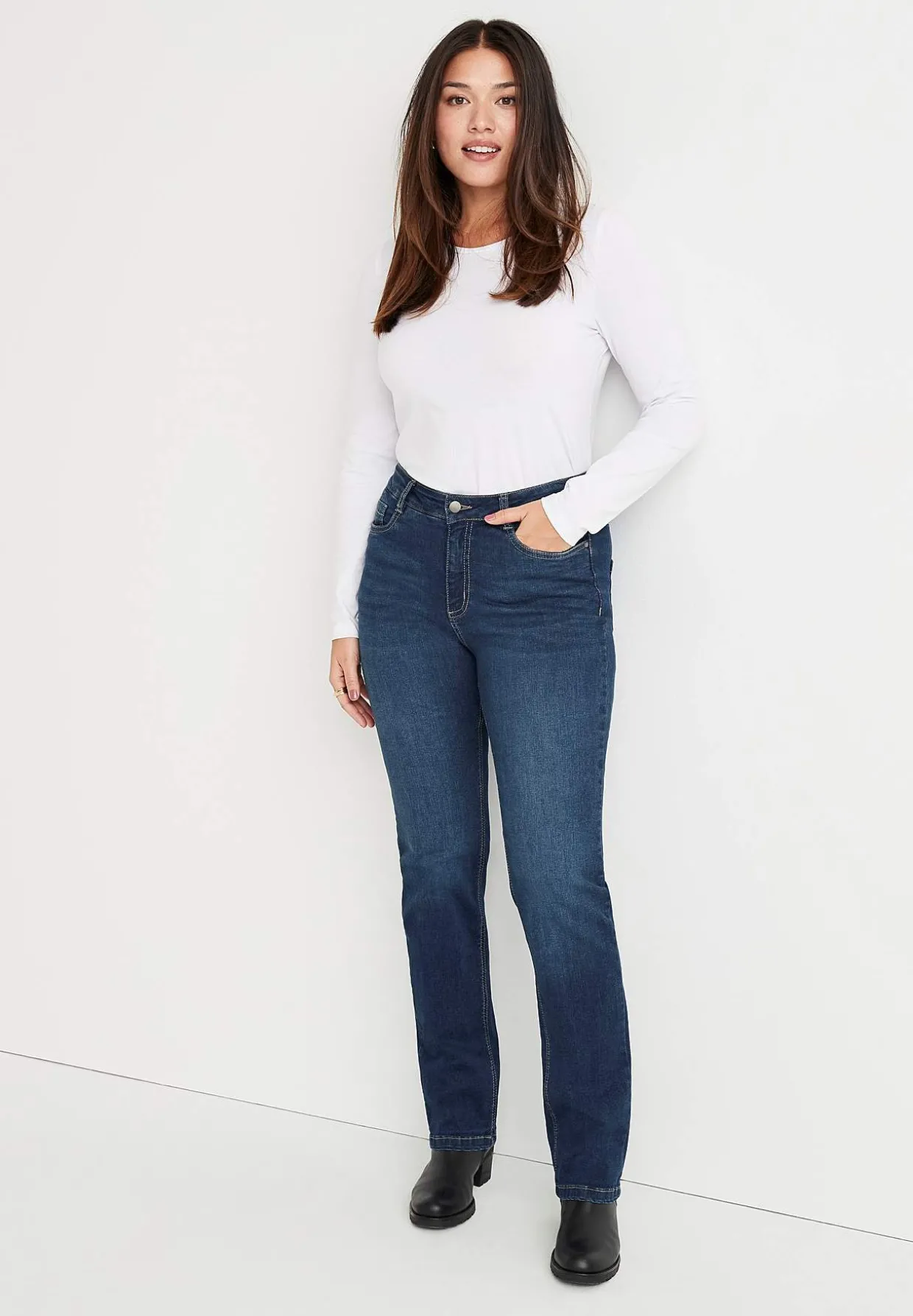 Stretchjeans med lige ben - tre længder Linnea