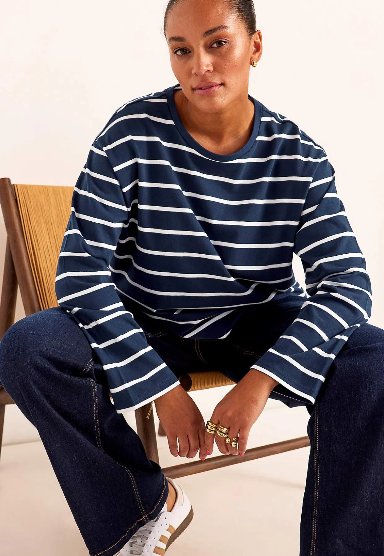 Stribet jerseytop i økologisk bomuld | Cellbes