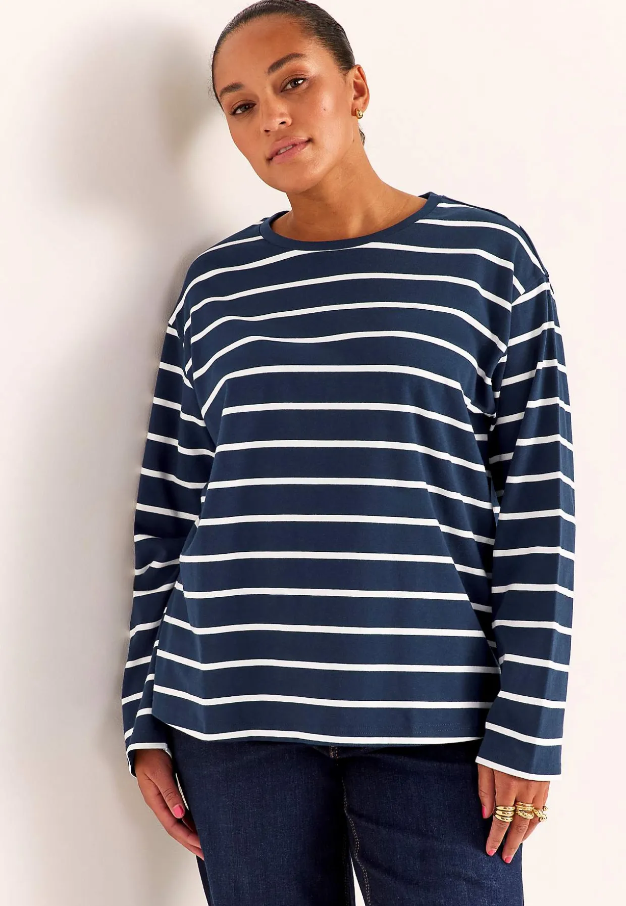 Stribet jerseytop i økologisk bomuld | Cellbes