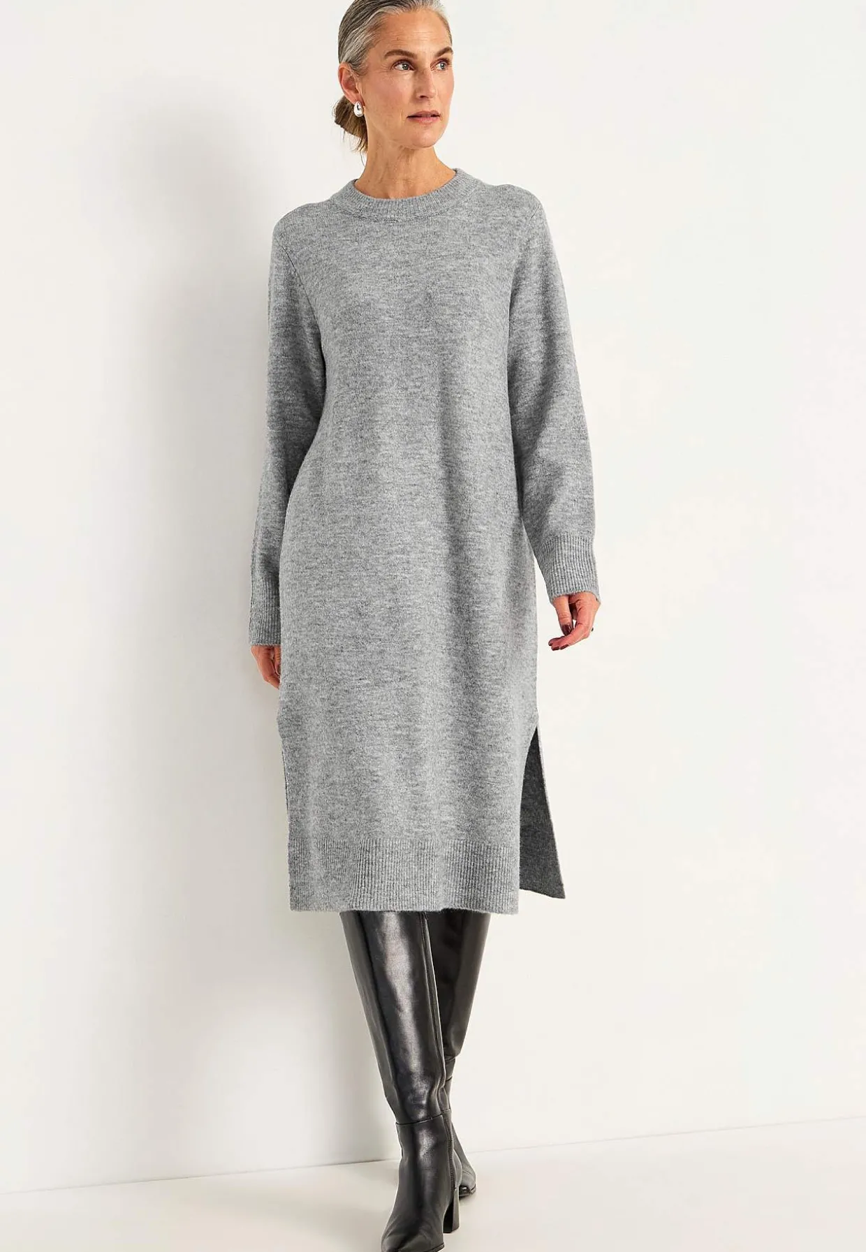 Strikket, blød kjole